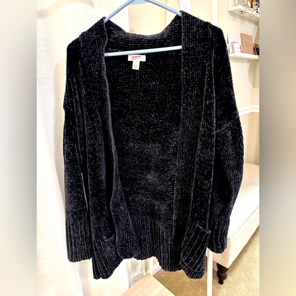 Blue chenille knit cardigan